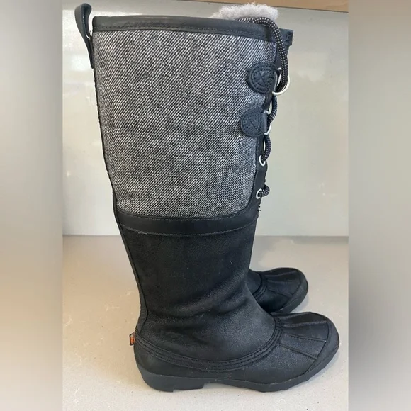 Ugg Belcloud 14” Tall Shearling Lined Leather Suede Lace Up Waterproof Boots 8 - Picture 3 of 13